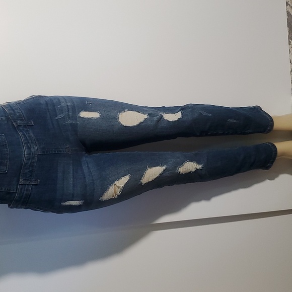 I&M Jeans Denim Distressed Mid Rise Overalls Size L - Picture 3 of 14